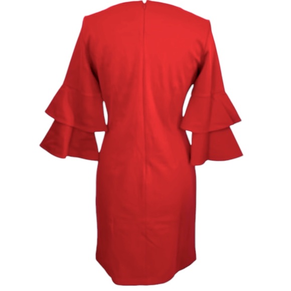J. McLaughlin Letty Dress NWT Red Bell Sleeve Dress Size Medium - Picture 6 of 12